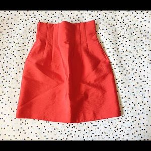 H&M Red Paperbag Mini Pleated Skirt